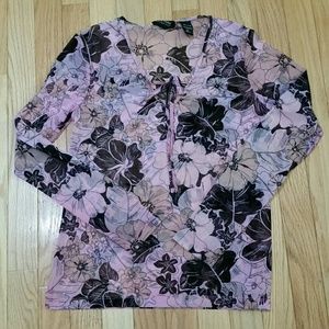 New York & Company Sheer Floral Top